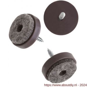 Deltafix viltglijder met schroef grijs vilt houder bruin bruin 24 mm doos 100 stuks - A21904063 - afbeelding 1