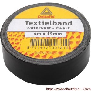 Deltafix ducttape zelfklevend textielband HQ+ zwart 4 m x 19 mm - A21902813 - afbeelding 1