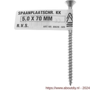 Deltafix spaanplaatschroef platkop kruiskop RVS A2 5.0x60 mm - A21902341 - afbeelding 1