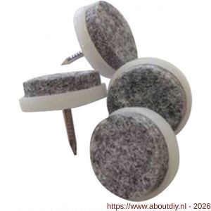 QlinQ viltglijder met nagel 28 mm kunststof en vilt wit set 16 stuks - A40850886 - afbeelding 1