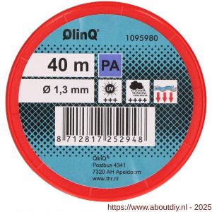 QlinQ multikoord polyamide 1.3 mm gedraaid rood-wit 40 m rol - A40850151 - afbeelding 1