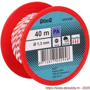 QlinQ multikoord polyamide 1.3 mm gedraaid rood-wit 40 m rol - A40850151 - afbeelding 4