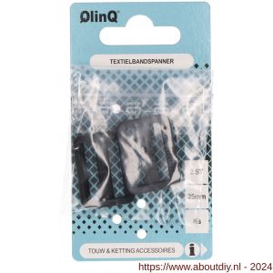 QlinQ textielbandspanner 25 mm zwart set 4 stuks - A40851039 - afbeelding 1