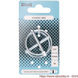 QlinQ borgpen met ring 4.5 mm verzinkt set 2 stuks - A40850092 - afbeelding 1