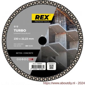 REX Turbo diamantzaagblad 230 mm asgat 22.23 mm beton - A40841271 - afbeelding 1