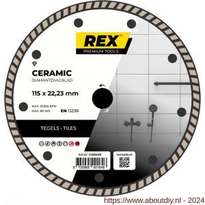 REX Ceramic diamant tegelzaagblad 115 mm asgat 22.23 mm tegels-natuursteen - A40841272 - afbeelding 1