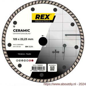 REX Ceramic diamant tegelzaagblad 125 mm asgat 22.23 mm tegels-natuursteen - A40841273 - afbeelding 1