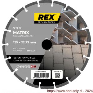 REX Matrix diamantzaagblad 125 mm asgat 22.23 mm universeel-beton - A40841268 - afbeelding 1