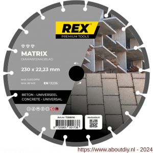 REX Matrix diamantzaagblad 230 mm asgat 22.23 mm universeel-beton - A40841269 - afbeelding 1