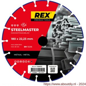 REX Steelmaster diamantzaagblad 180 mm asgat 22.23 mm metaal - A40841266 - afbeelding 1