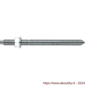 Index EQ-A4 draadstang met moer en ring voor chemisch anker M10x130 mm RVS A4 - A40900810 - afbeelding 1