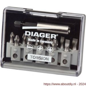 Diager Torsion bitset geleverd in koffer 12-delig Pozidriv PZ-Phillips PH-PL - A40877141 - afbeelding 1