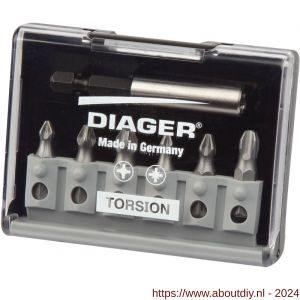 Diager Torsion bitset geleverd in koffer 7-delig Pozidriv PZ-PH - A40877143 - afbeelding 1