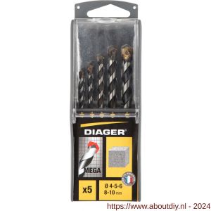 Diager Mega steenboorset 5 stuks 4-5-6-8-10 mm - A40877211 - afbeelding 3