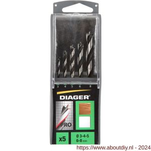 Diager PRO houtspiraalboorset 5 stuks 3-4-5-6-8 mm - A40877200 - afbeelding 3