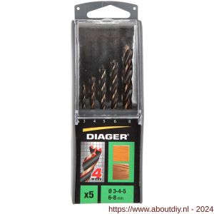 Diager 4wood Pro houtspiraalborenset 5 stuks 3-4-5-6-8 mm - A40877203 - afbeelding 3