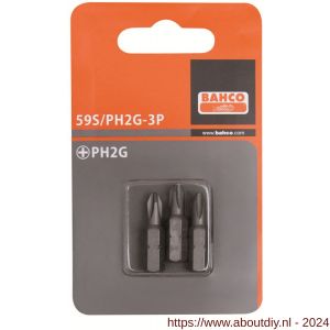 Bahco 59S/PH2G 3P bit 1/4 inch 25 mm Phillips PH 2 gips 3 delig - A33001057 - afbeelding 1