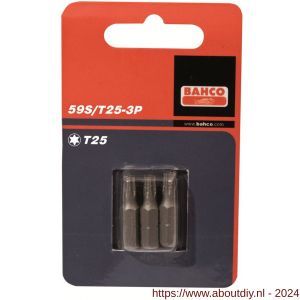 Bahco 59S/T 3P bit 1/4 inch 25 mm Torx T 4 3 delig - A33001301 - afbeelding 1