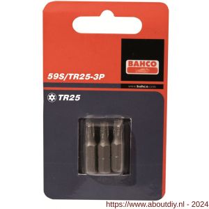 Bahco 59S/TR 3P bit 1/4 inch 25 mm Torx Tamper TR 15 3 delig - A33001462 - afbeelding 1