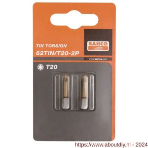 Bahco 62TIN/T 2P bit 1/4 inch 25 mm Torx T 20 tin 2 delig - A33001362 - afbeelding 1