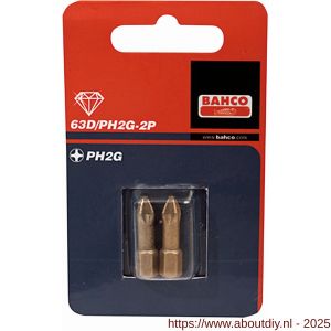 Bahco 63D/PH2G-2P bit 1/4 inch 25 mm Phillips PH 2G diamant 2 delig - A33001097 - afbeelding 1