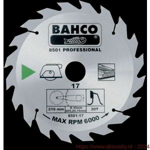 Bahco 8501 cirkelzaagblad hardmetaal hout 315x30 mm 30T - A33010617 - afbeelding 1