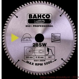 Bahco 8501-SW cirkelzaagblad hardmetaal hout 216x30 mm 24T - A33010639 - afbeelding 1