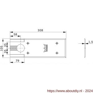 Dormakaba BTS 75 V dekplaat RVS brugbevestiging - A10180830 - afbeelding 2