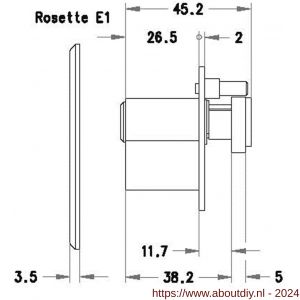 Evva houtmontagecilinder 3KS 45,7 mm keersleutel verschillend sluitend messing vernikkeld - A22100571 - afbeelding 2