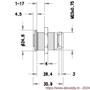 Evva plaatmontagecilinder 23 mm 3KS diameter 24,8 mm keersleutel verschillend sluitend messing vernikkeld - A22102454 - afbeelding 2
