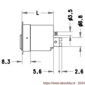 Evva meubelcilinder 36 mm lang 3KS diameter 25 mm keersleutel plan messing vernikkeld - A22100586 - afbeelding 2