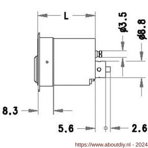 Evva meubelcilinder 36 mm lang 3KS diameter 25 mm keersleutel verschillend sluitend messing vernikkeld - A22100583 - afbeelding 2