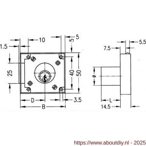 Evva badkamer meubelslot EPS stiftsleutel conventioneel verschillend sluitend messing vernikkeld - A22102651 - afbeelding 2