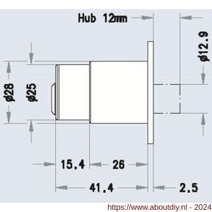 Evva drukcilinder NL diameter 22 mm stiftsleutel conventioneel plan messing vernikkeld - A22102642 - afbeelding 2