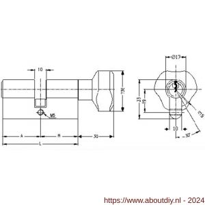Evva profielcilinder dubbel knop NL SKG** 66/K41=107 mm stiftsleutel conventioneel plan messing vernikkeld knopmodel AKN KZ - A22101011 - afbeelding 2