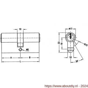 Evva profielcilinder dubbel TSC SKG** 36/51=87 mm stiftsleutel conventioneel verschillend sluitend messing vernikkeld DZ - A22101343 - afbeelding 2
