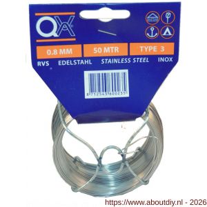 QX 882 draad nummer 3 50 m x 0.8 mm RVS A2 - A50001790 - afbeelding 1