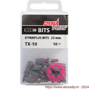 Dynaplus schroefbit 25 mm Torx TX 10 roze blister 10 stuks - A51407075 - afbeelding 2