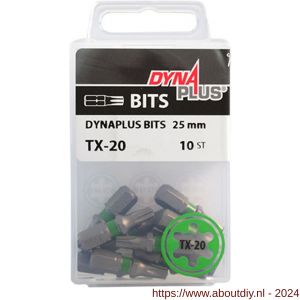 Dynaplus schroefbit 25 mm Torx TX 20 groen blister 10 stuks - A51407077 - afbeelding 2