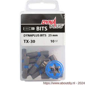 Dynaplus schroefbit 25 mm Torx TX 30 blauw blister 10 stuks - A51407079 - afbeelding 2