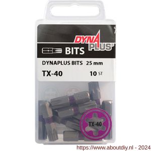 Dynaplus schroefbit 25 mm Torx TX 40 paars blister 10 stuks - A51407080 - afbeelding 2