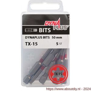 Dynaplus schroefbit 50 mm Torx TX 15 rood blister 5 stuks - A51407082 - afbeelding 2