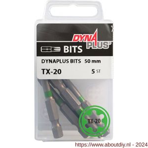 Dynaplus schroefbit 50 mm Torx TX 20 groen blister 5 stuks - A51407083 - afbeelding 2