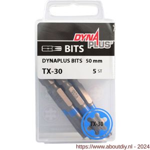 Dynaplus schroefbit 50 mm Torx TX 30 blauw blister 5 stuks - A51407085 - afbeelding 2