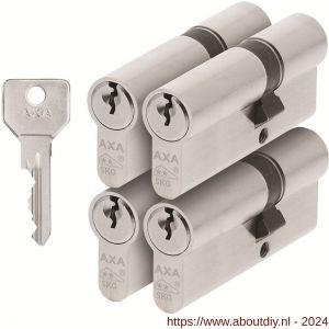 AXA dubbele veiligheidscilinder set 4 stuks gelijksluitend Security verlengd 30-45 - A21600062 - afbeelding 1