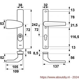 AXA Premium smal veiligheidsbeslag Wing-knop met Arrow PC 72 anti-kerntrek - A21601213 - afbeelding 2