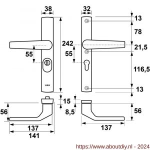 AXA Premium smal veiligheidsbeslag kruk Arrow PC 55 anti-kerntrek - A21601203 - afbeelding 2