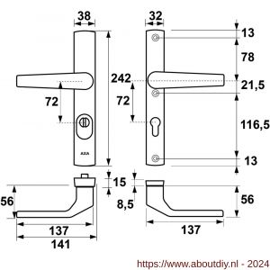AXA Premium smal veiligheidsbeslag kruk Arrow PC 72 anti-kerntrek - A21601204 - afbeelding 2