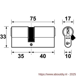 AXA dubbele veiligheidscilinder Security verlengd 35-40 - A21600082 - afbeelding 2