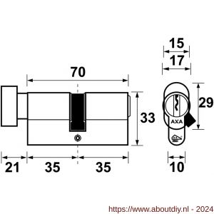 AXA knop veiligheidscilinder Security verlengd K35-35 - A21600019 - afbeelding 2